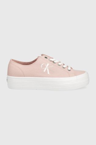Πάνινα παπούτσια Calvin Klein Jeans γυναικεία, χρώμα: ροζ