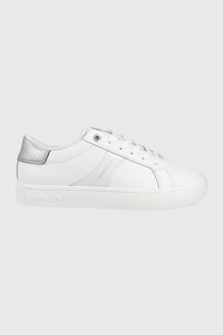 Calvin Klein Jeans buty skórzane kolor biały
