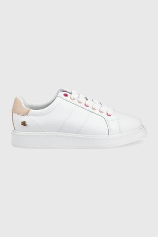 Δερμάτινα αθλητικά παπούτσια Lauren Ralph Lauren Angeline Ii χρώμα: άσπρο