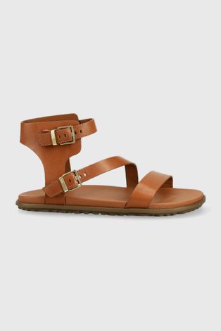 Kožené sandály UGG Solivan Strap dámské, hnědá barva