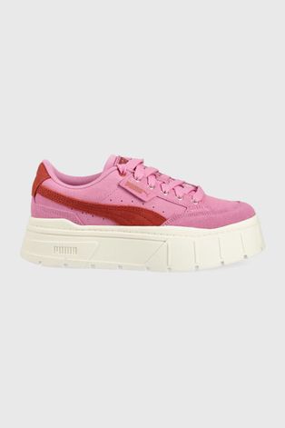 Semišové tenisky Puma Mayze Stack Dc5 Wns ružová farba,