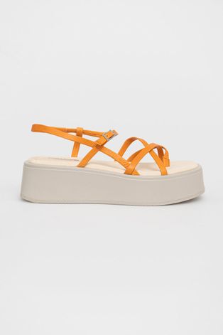 Vagabond sandale de piele Courtney femei, culoarea portocaliu