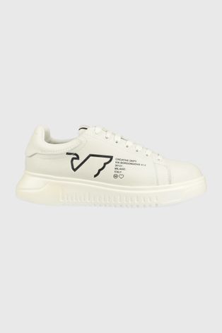 Δερμάτινα αθλητικά παπούτσια Emporio Armani χρώμα: άσπρο