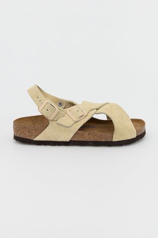 Semišové sandále Birkenstock Tulum dámske, béžová farba,