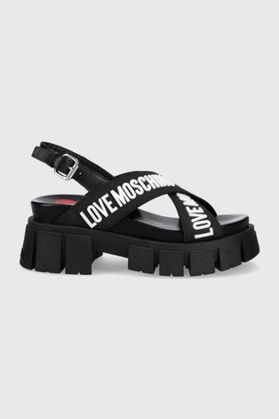 Sandale Love Moschino za žene, boja: crna, s platformom