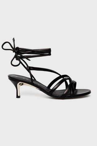 Kožené sandále Furla čierna farba