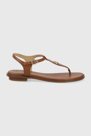 Kožne sandale MICHAEL Michael Kors Mallory Thong za žene, boja: smeđa