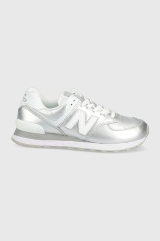 Topánky New Balance Wl574la2 strieborná farba,