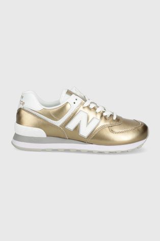 Kožená obuv New Balance Wl574lc2 zlatá farba,