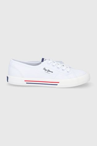 Πάνινα παπούτσια Pepe Jeans Brady W Basic γυναικεία, χρώμα: άσπρο
