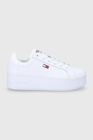 Δερμάτινα παπούτσια Tommy Jeans χρώμα: άσπρο