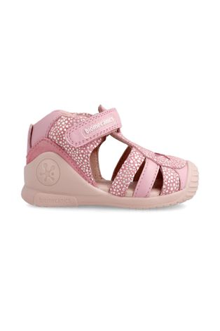 Дитячі шкіряні сандалі Biomecanics колір рожевий