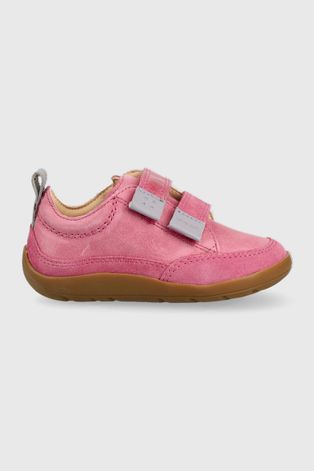 Dětské semišové sneakers boty Geox růžová barva