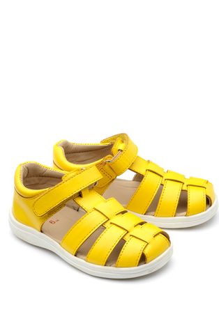 Chipmunks sandale din piele pentru copii culoarea galben