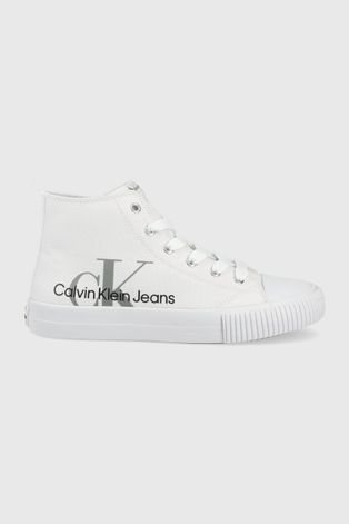 Παιδικά πάνινα παπούτσια Calvin Klein Jeans χρώμα: άσπρο