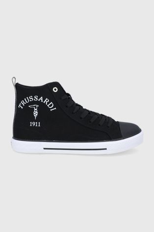 Πάνινα παπούτσια Trussardi ανδρικός, χρώμα: μαύρο