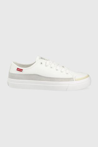 Πάνινα παπούτσια Levi's Square Low ανδρικά, χρώμα: άσπρο