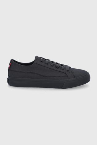 Πάνινα παπούτσια Levi's ανδρικός, χρώμα: μαύρο