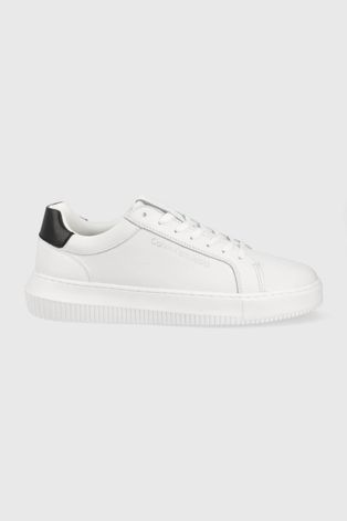 Δερμάτινα αθλητικά παπούτσια Calvin Klein Jeans χρώμα: άσπρο