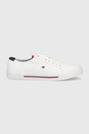 Πάνινα παπούτσια Tommy Hilfiger ανδρικός, χρώμα: άσπρο
