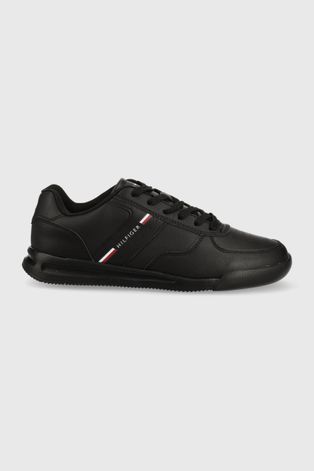 Δερμάτινα αθλητικά παπούτσια Tommy Hilfiger χρώμα: μαύρο