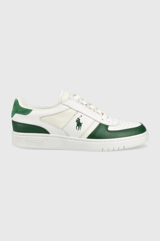 Кожаные кроссовки Polo Ralph Lauren Polo Crt цвет зелёный