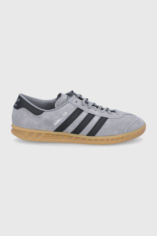 Semišové topánky adidas Originals šedá farba