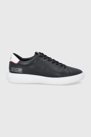 Δερμάτινα παπούτσια U.S. Polo Assn. χρώμα: μαύρο
