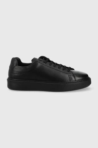 Δερμάτινα αθλητικά παπούτσια HUGO χρώμα: μαύρο