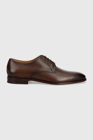 Шкіряні туфлі BOSS Lisbon чоловічі колір коричневий