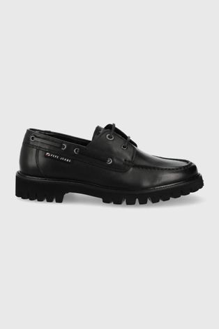 Kožne cipele Pepe Jeans Trucker Deck Lth za muškarce, boja: crna