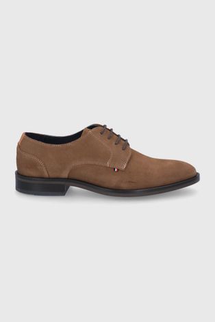 Замшеві туфлі Tommy Hilfiger чоловічі колір коричневий