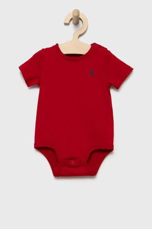 Pamučni bodi za bebe Polo Ralph Lauren boja: crvena