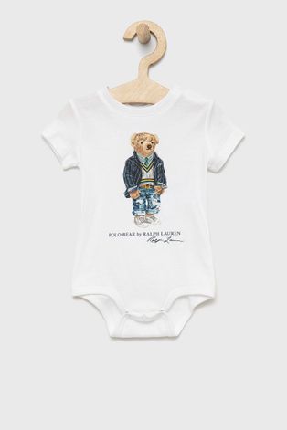 Pamučni bodi za bebe Polo Ralph Lauren boja: bijela