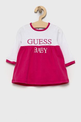 Guess Sukienka niemowlęca kolor różowy