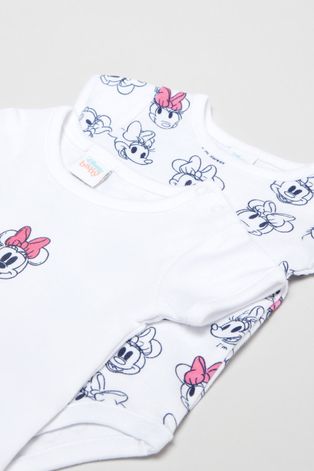 OVS body din bumbac pentru bebelusi X Disney (2-pack) culoarea alb