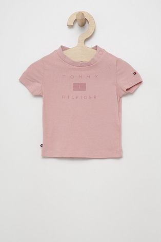 Majica kratkih rukava za bebe Tommy Hilfiger boja: ružičasta