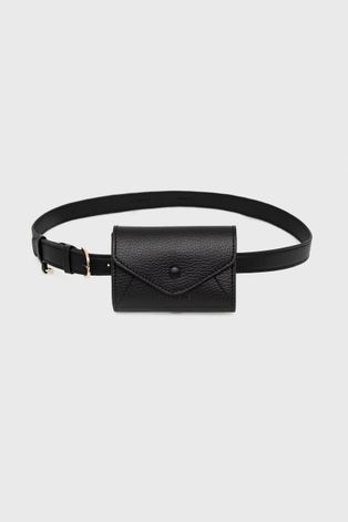 Kožni remen s torbicom Coccinelle za žene, boja: crna