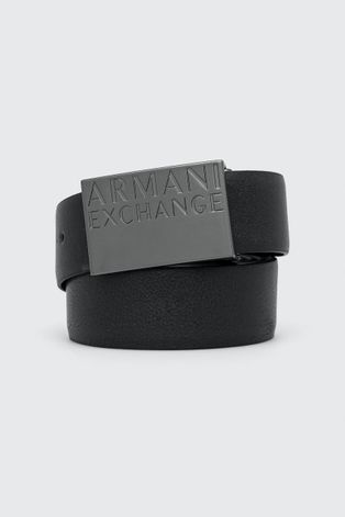 Двосторонній шкіряний ремінь Armani Exchange чоловічий колір чорний