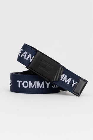 Remen Tommy Jeans Rev Webbing za muškarce, boja: tamno plava