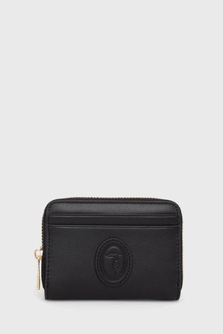 Trussardi portfel skórzany damski kolor czarny
