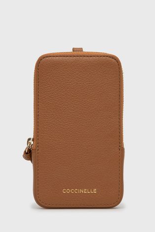 Шкіряний гаманець + шкіряний ремінь Coccinelle жіночий колір коричневий