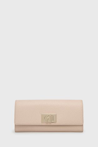 Δερμάτινο πορτοφόλι Furla γυναικεία, χρώμα: μπεζ