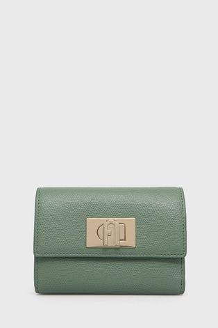 Kožená peňaženka Furla dámska, zelená farba