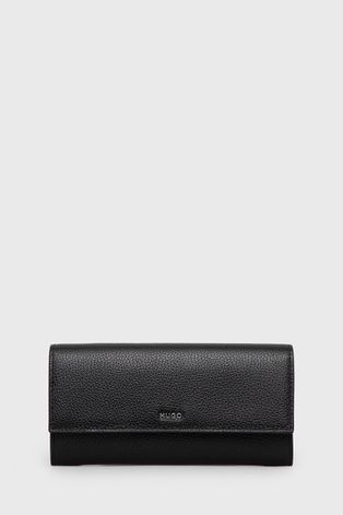 HUGO portfel skórzany damski kolor czarny