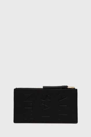 Шкіряний гаманець AllSaints жіночий колір чорний