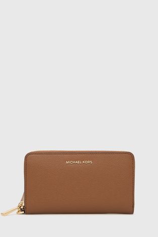 Δερμάτινο πορτοφόλι MICHAEL Michael Kors γυναικεία, χρώμα: καφέ