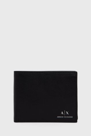 Шкіряний гаманець Armani Exchange чоловічий колір чорний