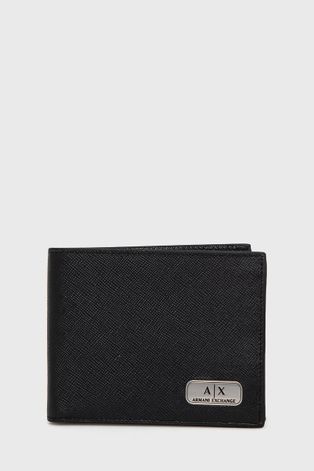 Kožená peňaženka Armani Exchange pánska, čierna farba