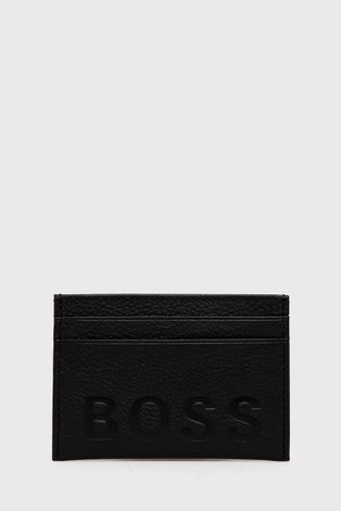 Kožené puzdro na karty Boss pánsky, čierna farba